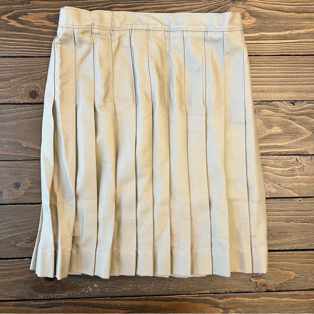Lands’ End Classic Tan Pleated School Uniform Skirt